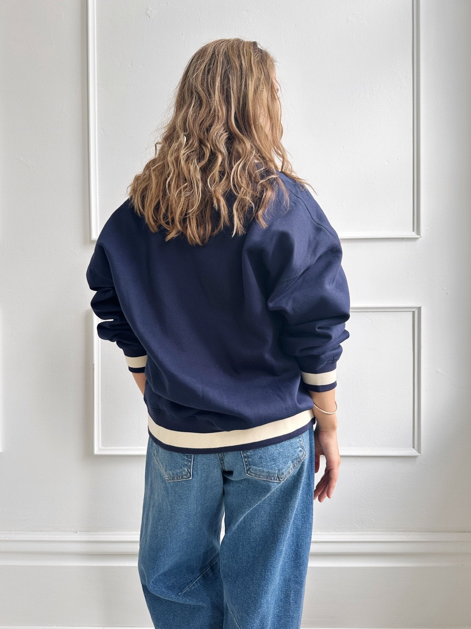 Oversized Pullover w Contrast Trim - Spring Sweet