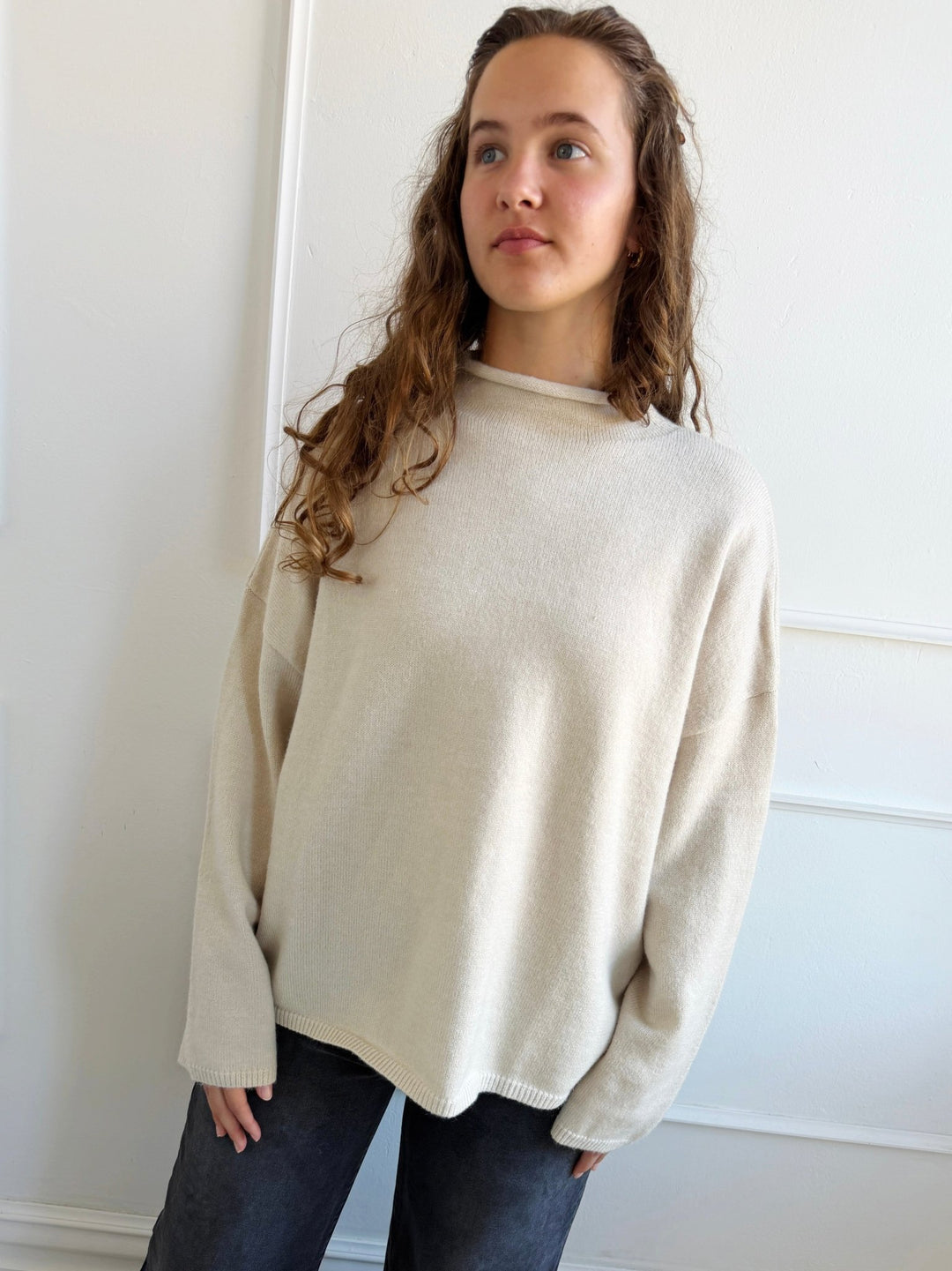 Oversized Roll Neck Sweater - Spring Sweet