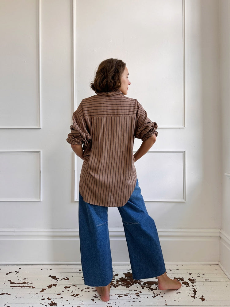 Oversized Stripe Button Down - Spring Sweet