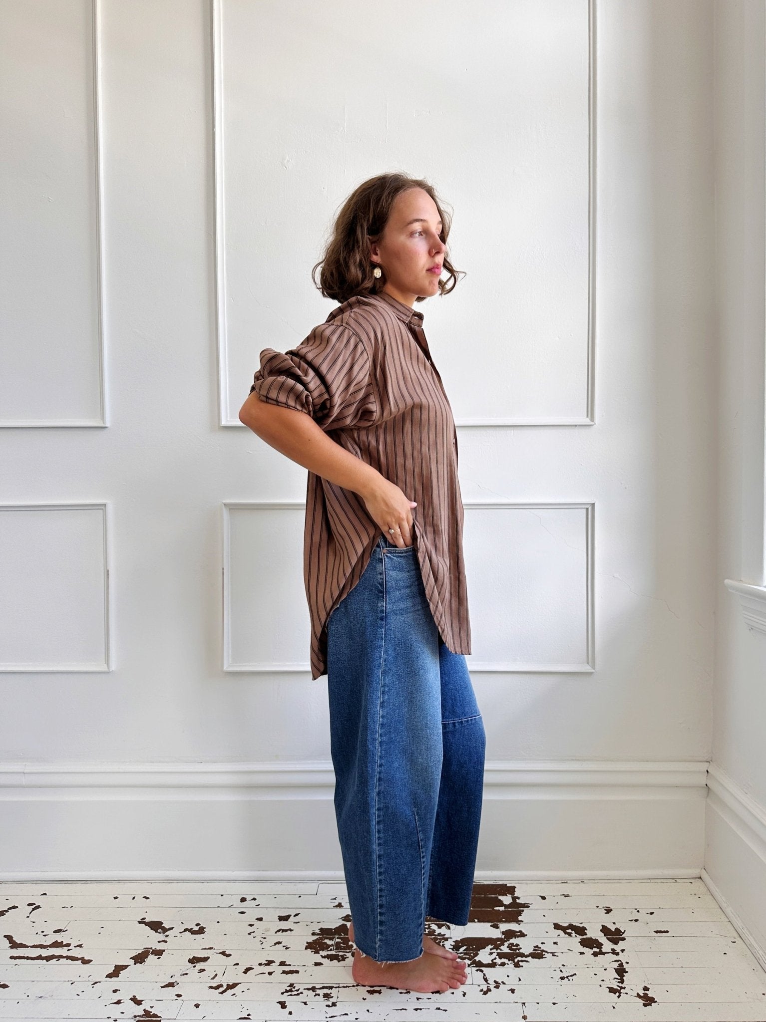 Oversized Stripe Button Down - Spring Sweet