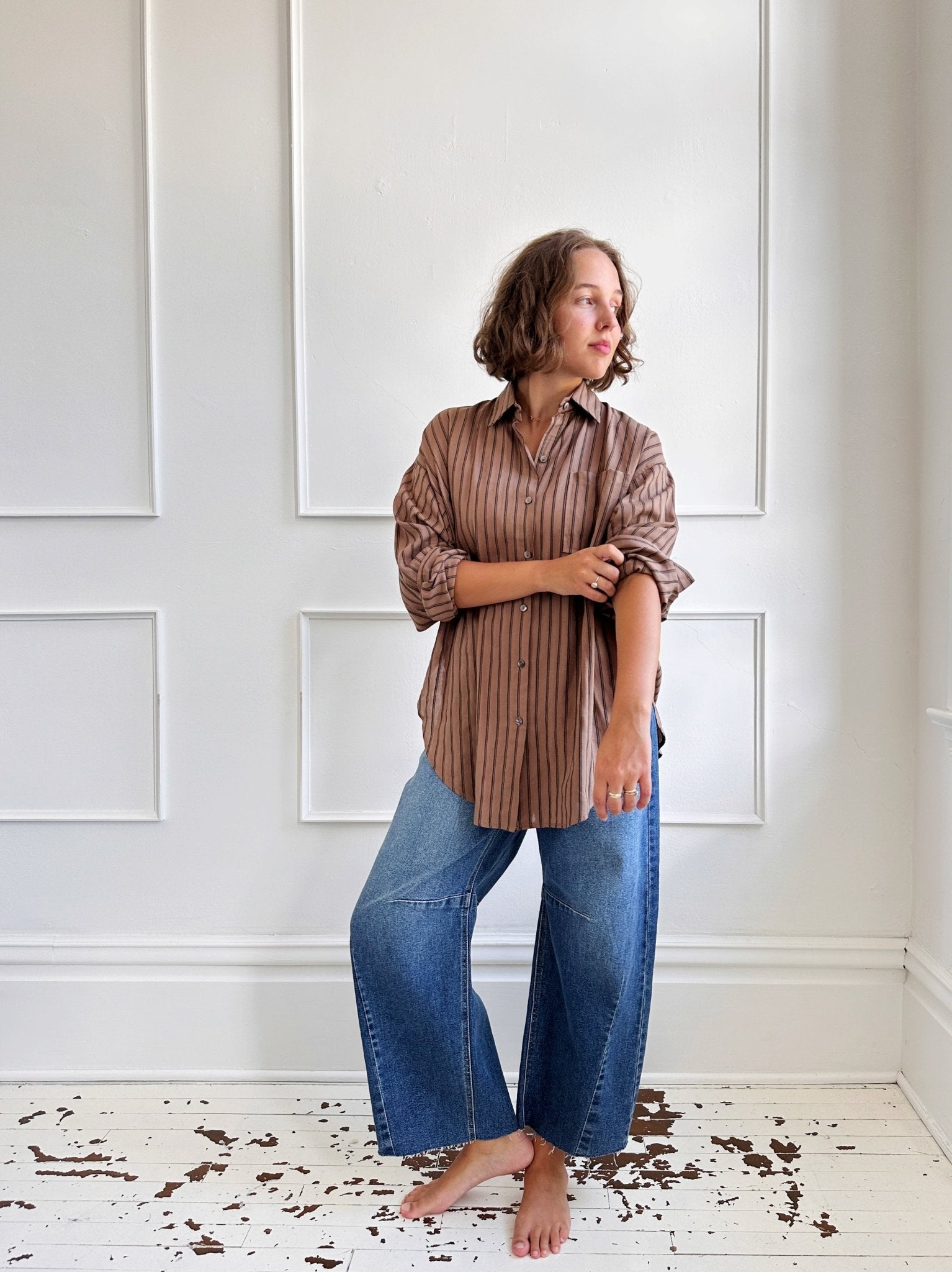 Oversized Stripe Button Down - Spring Sweet