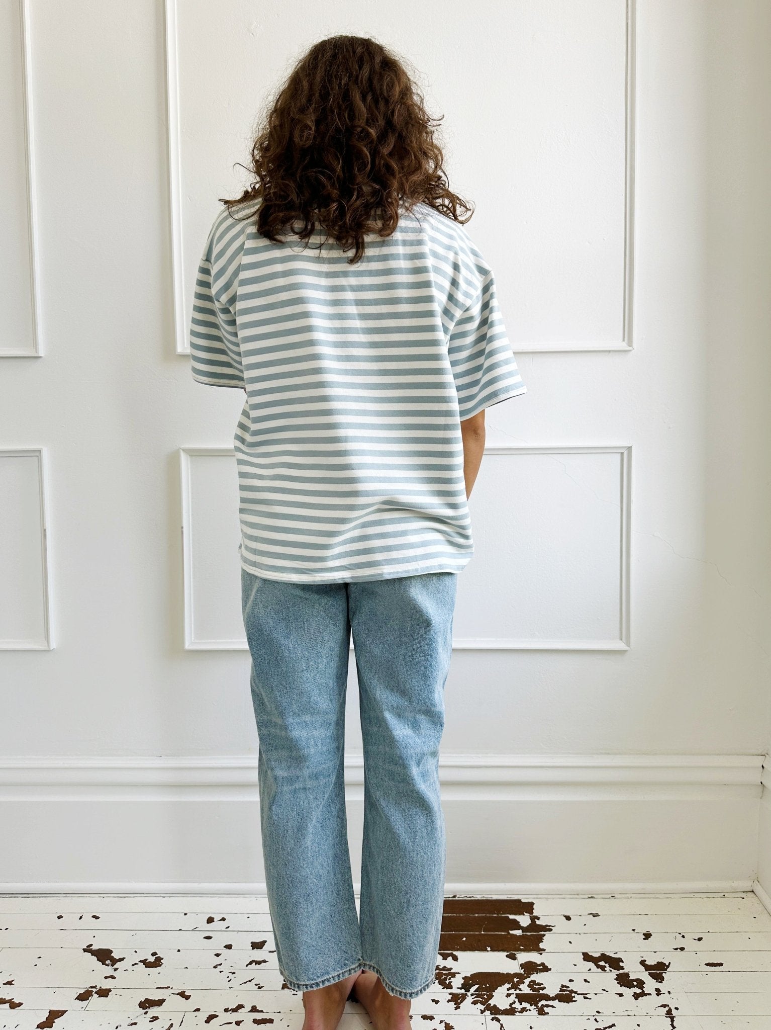 Oversized Striped Short Sleeve Tee - Spring Sweet