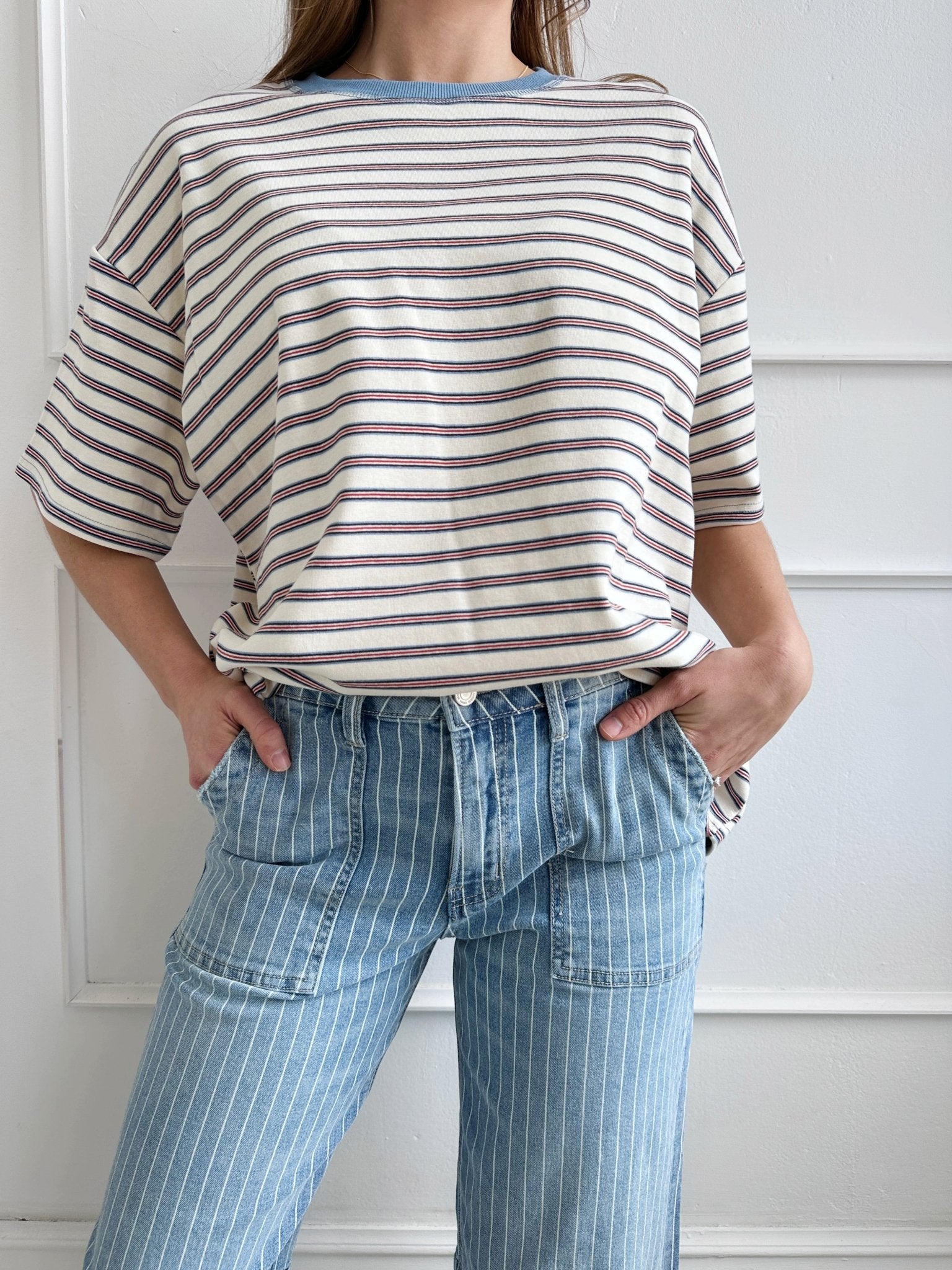 Oversized Striped Tee - Spring Sweet