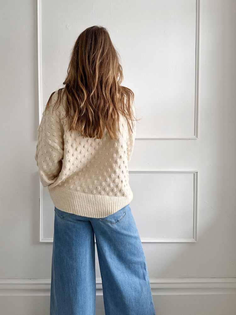 Oversized Textured Sweater - Spring Sweet