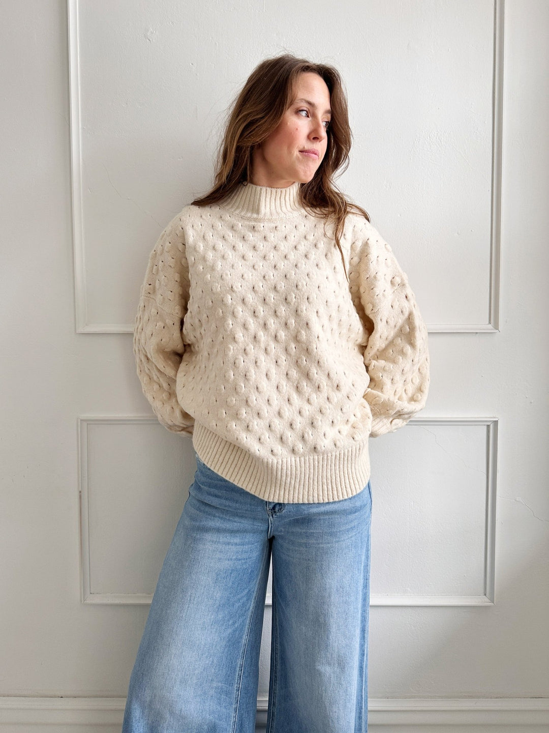 Oversized Textured Sweater - Spring Sweet