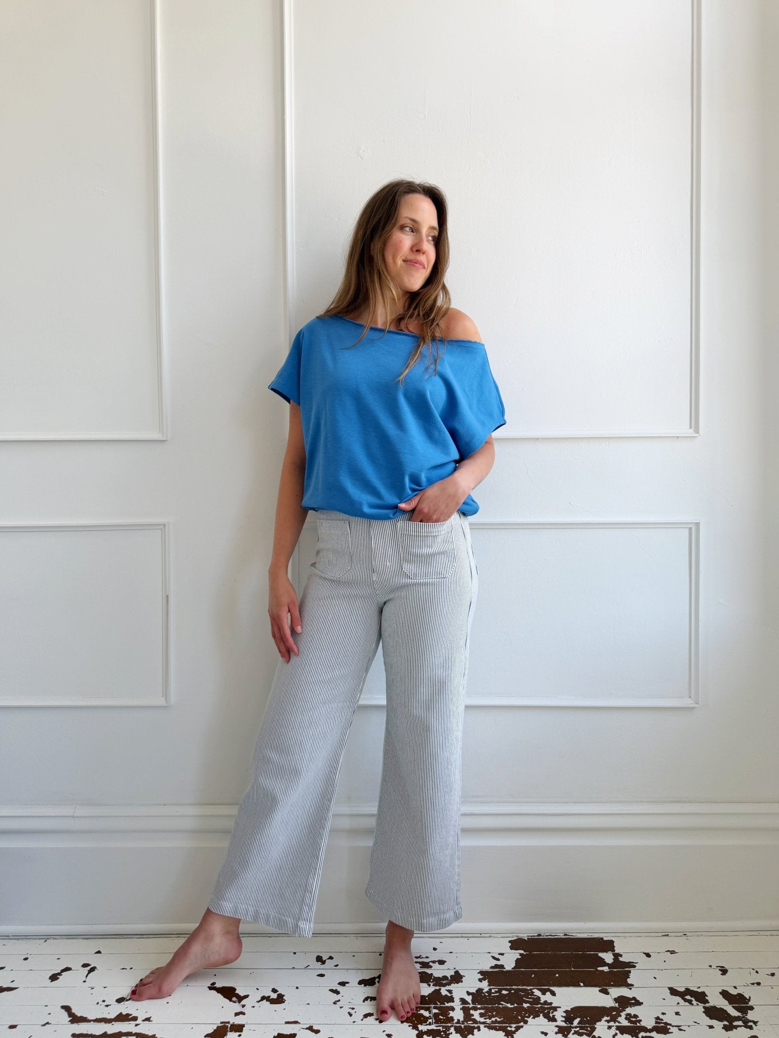 Patch Pocket Wide Leg Denim - Spring Sweet