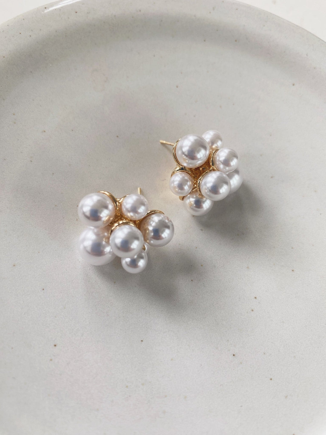 Pearl Cluster Studs, Gold Plated - Spring Sweet