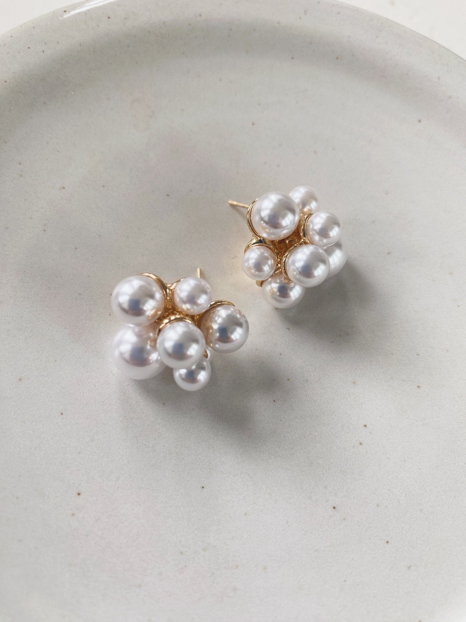 Pearl Cluster Studs, Gold Plated - Spring Sweet