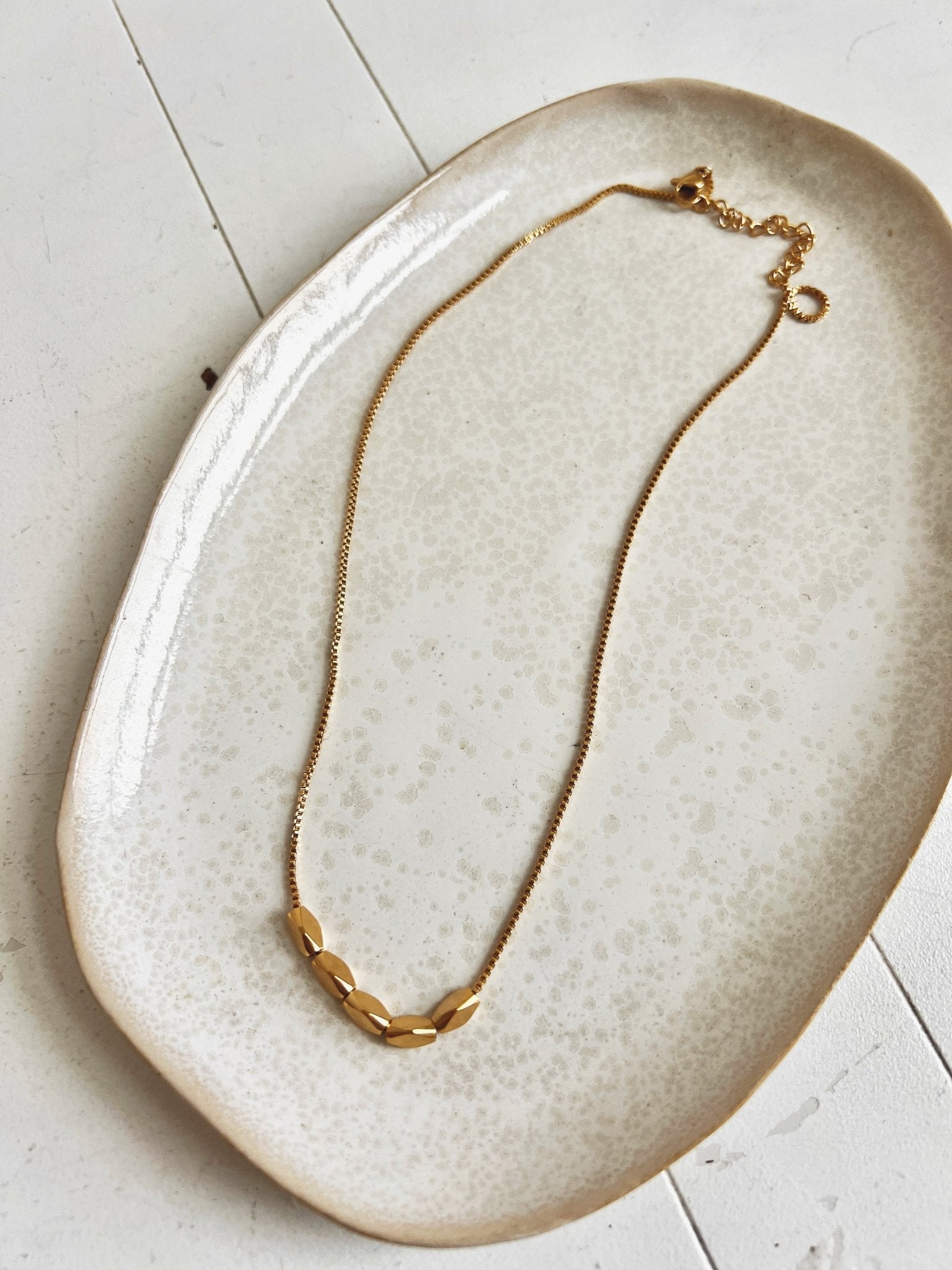 Pebble Bead Necklace, Gold Plated - Spring Sweet