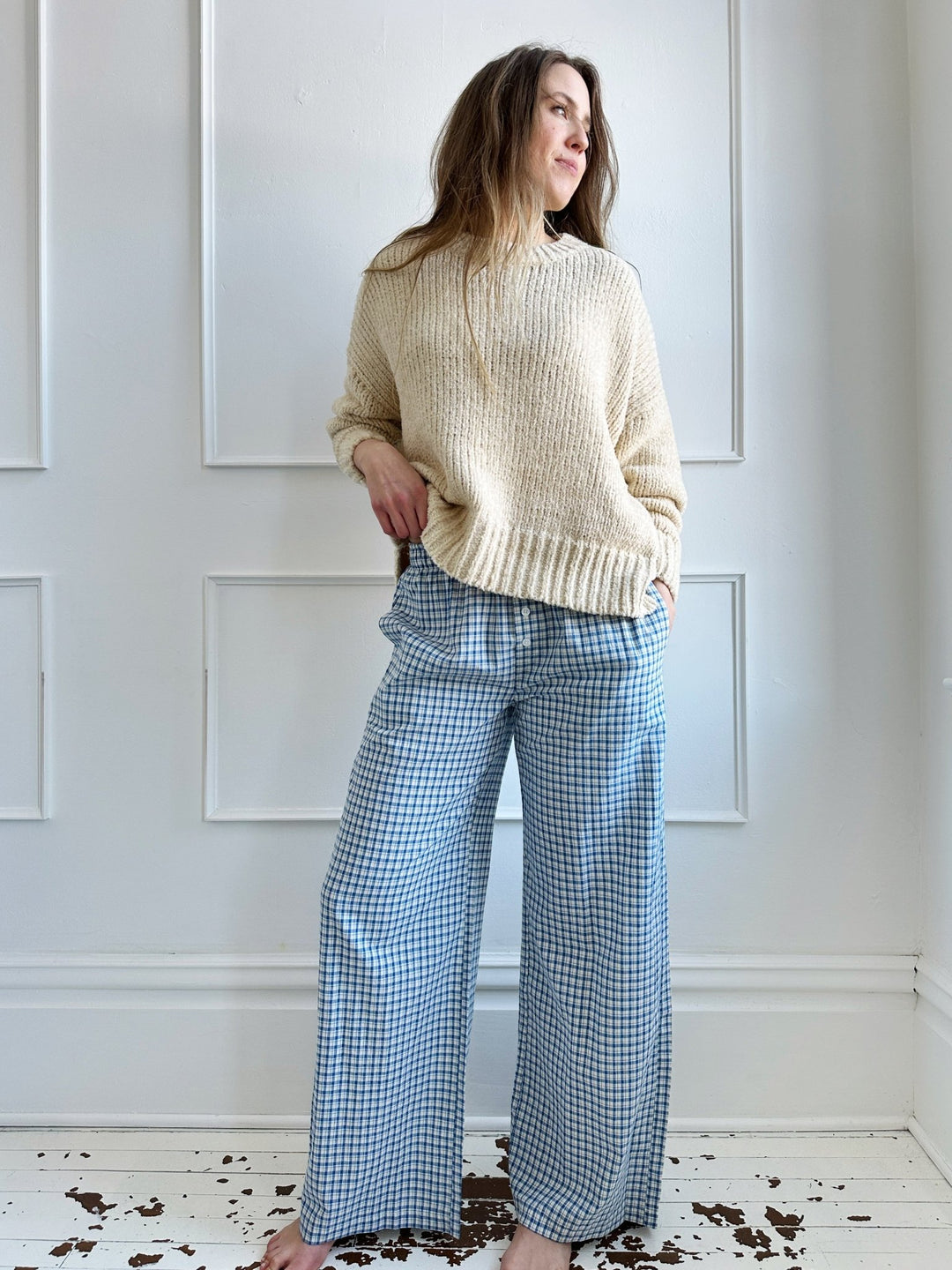 Plaid Cotton Lounge Pants - Spring Sweet