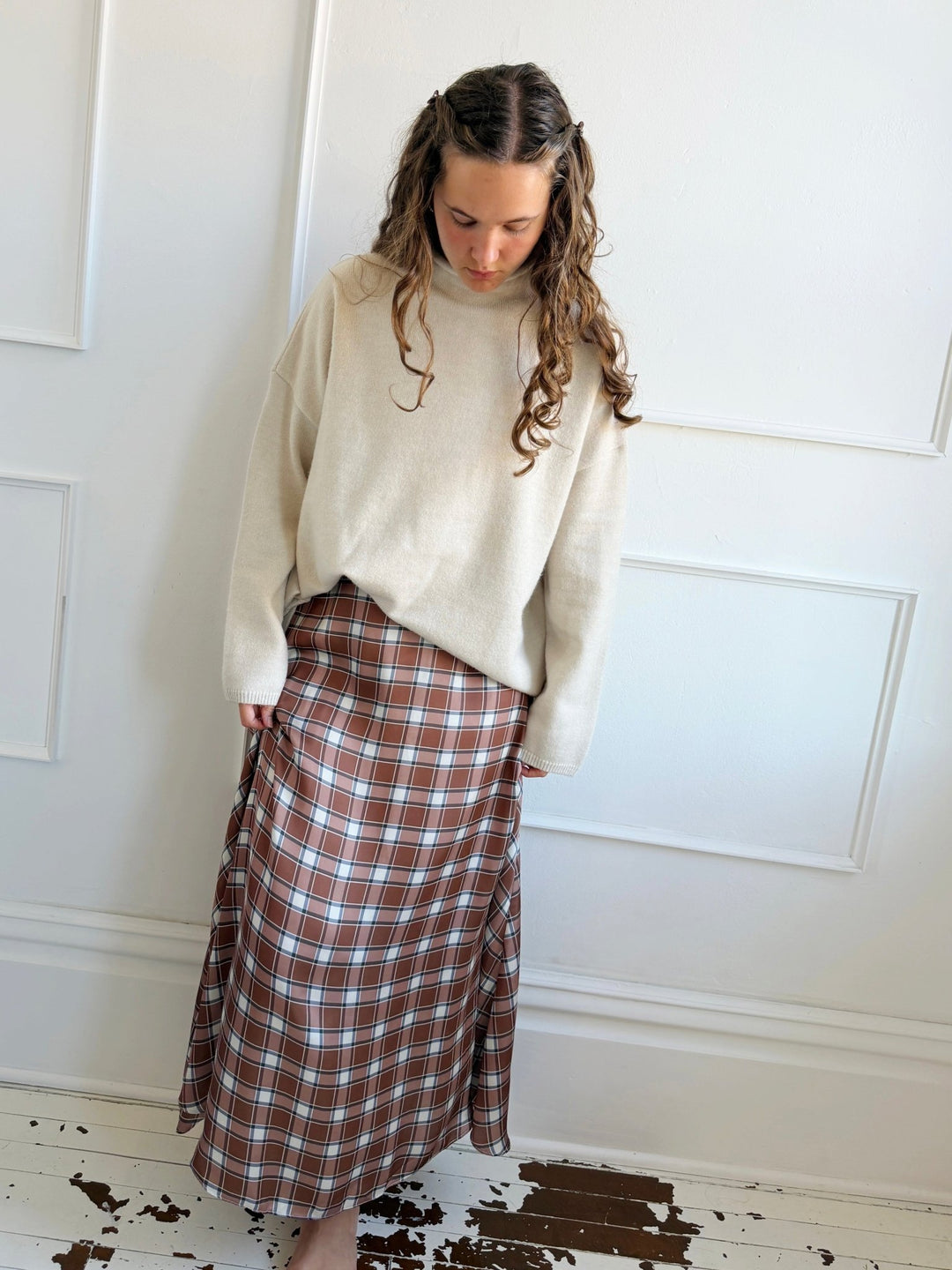 Plaid Satin Skirt - Spring Sweet