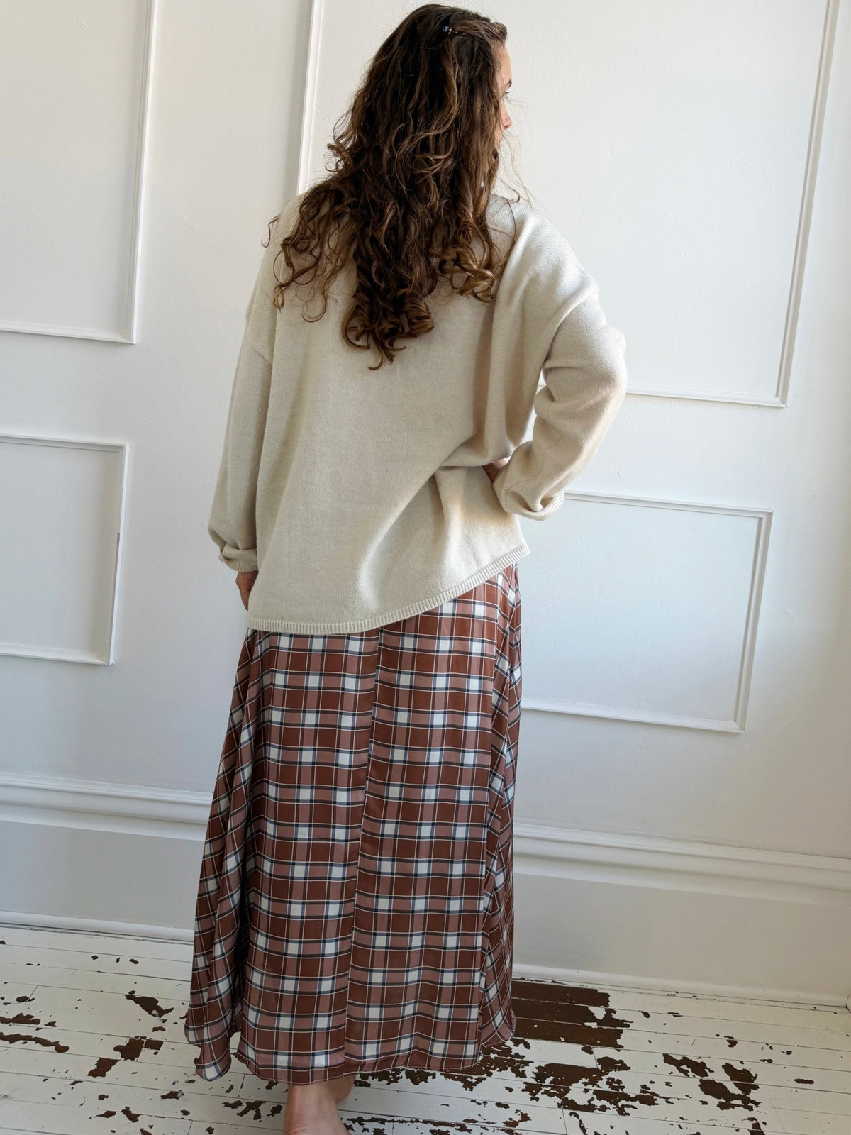 Plaid Satin Skirt - Spring Sweet