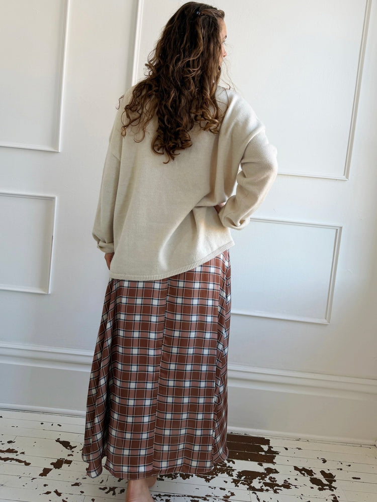 Plaid Satin Skirt - Spring Sweet