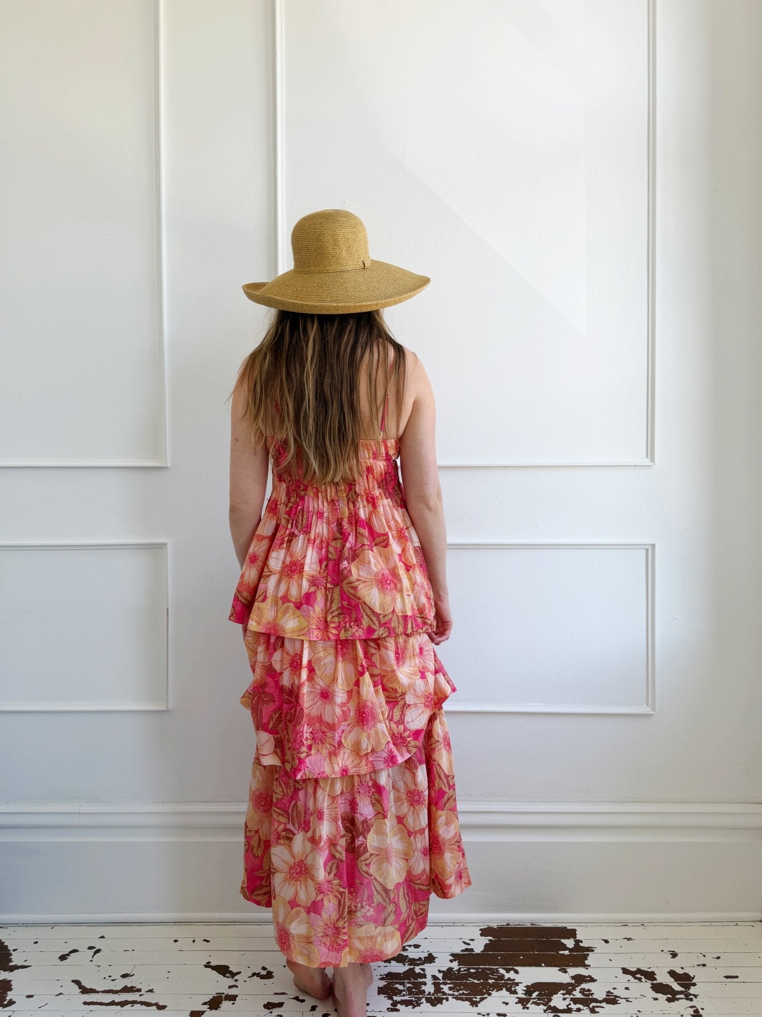 Pleated Bodice Tiered Midi Dress - Spring Sweet