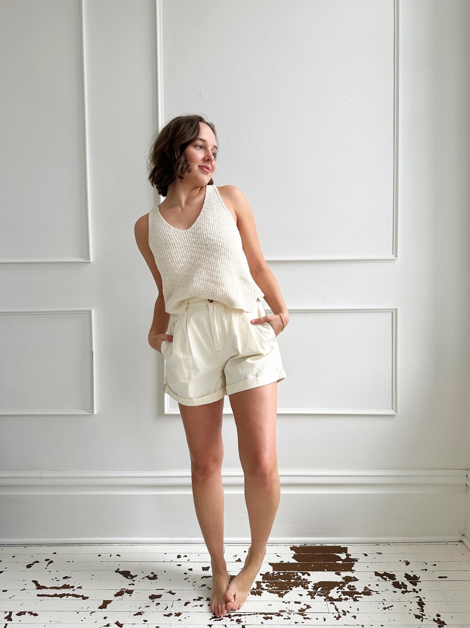 Pleated High - waisted Shorts - Spring Sweet