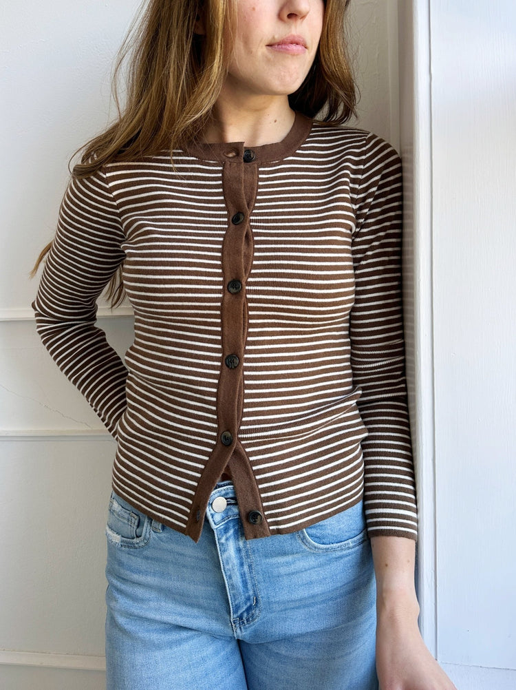 Polished Stripe Cardigan - Spring Sweet