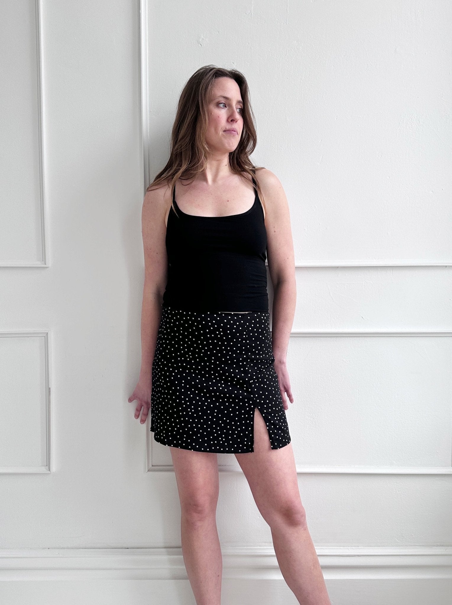 Polka Dot Mini Skirt w/ Slit - Spring Sweet