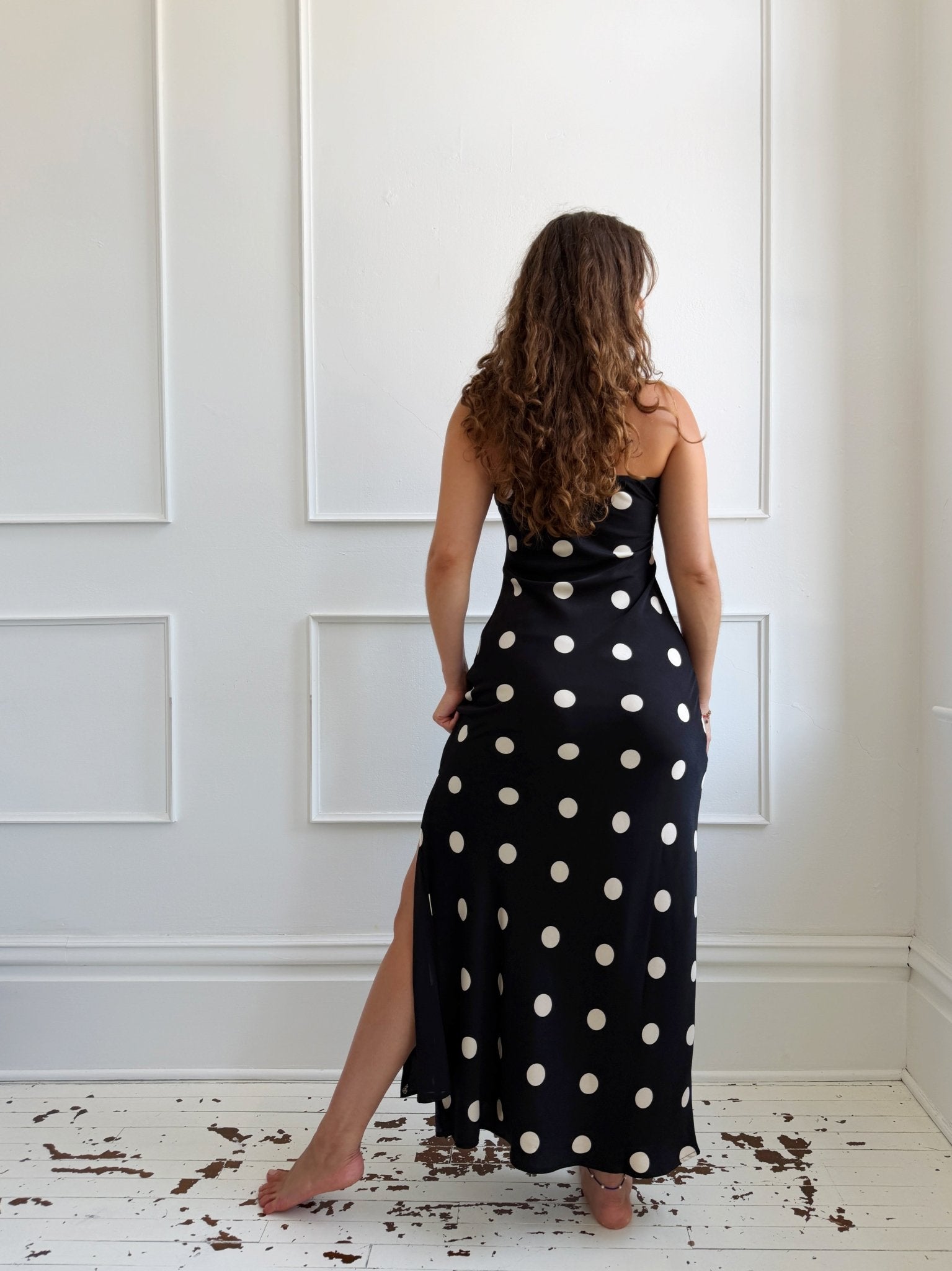 Polka Dot Strapless Satin Dress - Spring Sweet