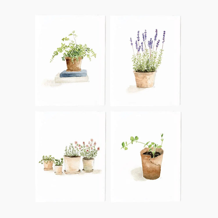 Potted Plants Notecard Set - Spring Sweet