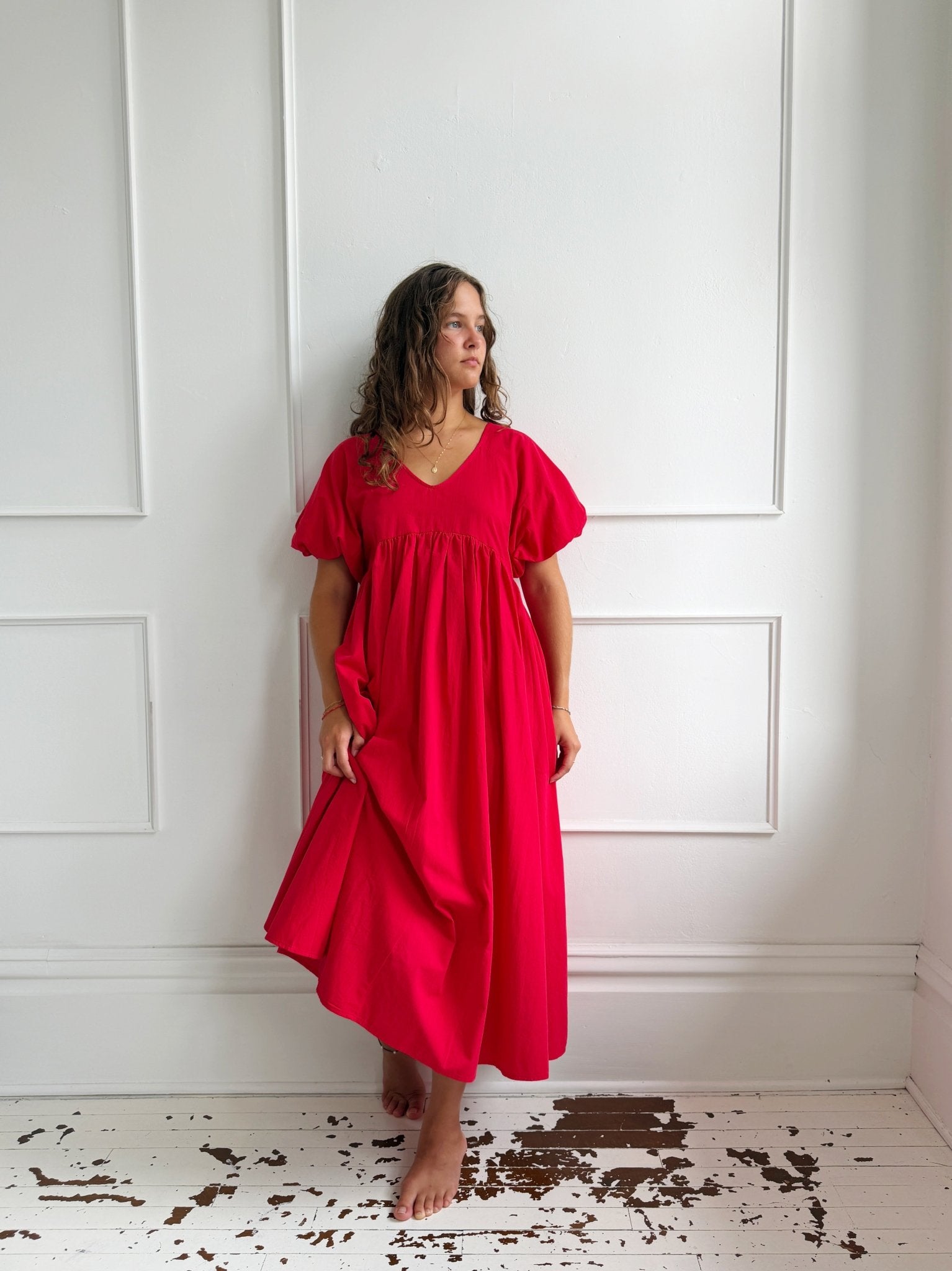 Puff Sleeve Babydoll Maxi Dress - Spring Sweet