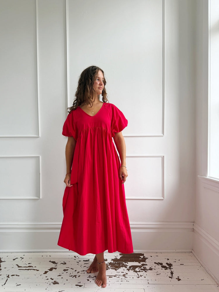 Puff Sleeve Babydoll Maxi Dress - Spring Sweet