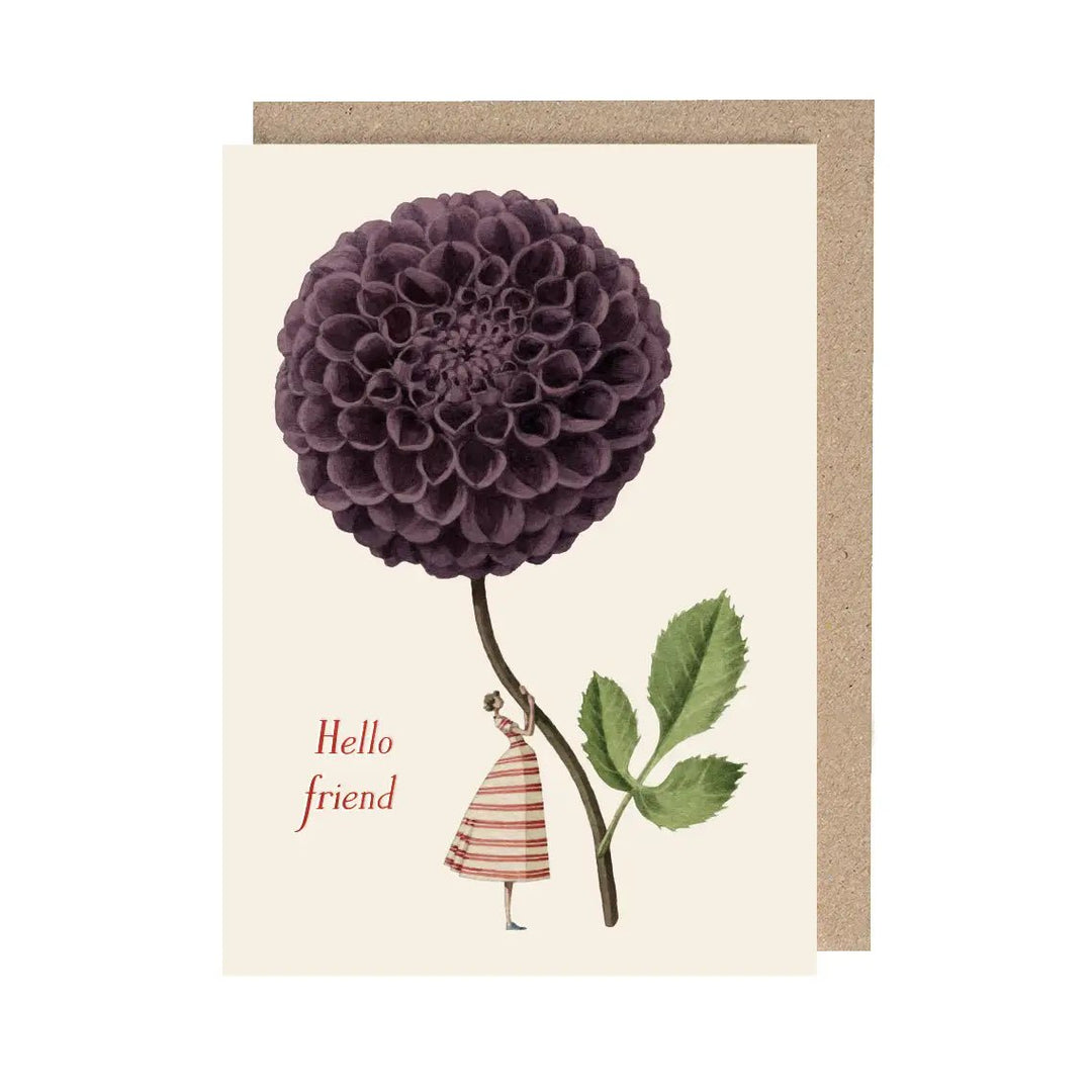 Purple Dahlia (Hello Friend) Card - Spring Sweet