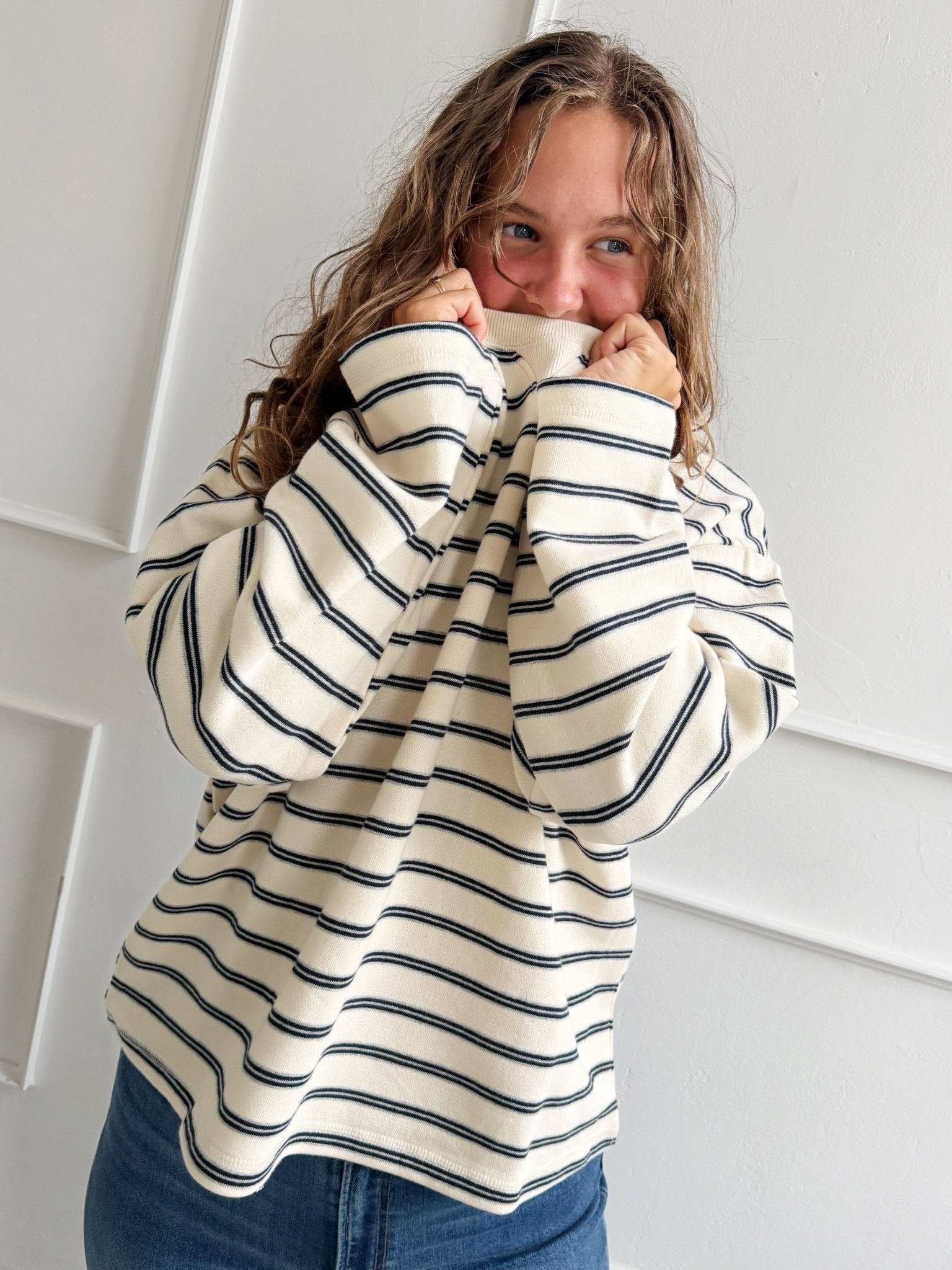 Relaxed Cotton Striped Pullover - Spring Sweet