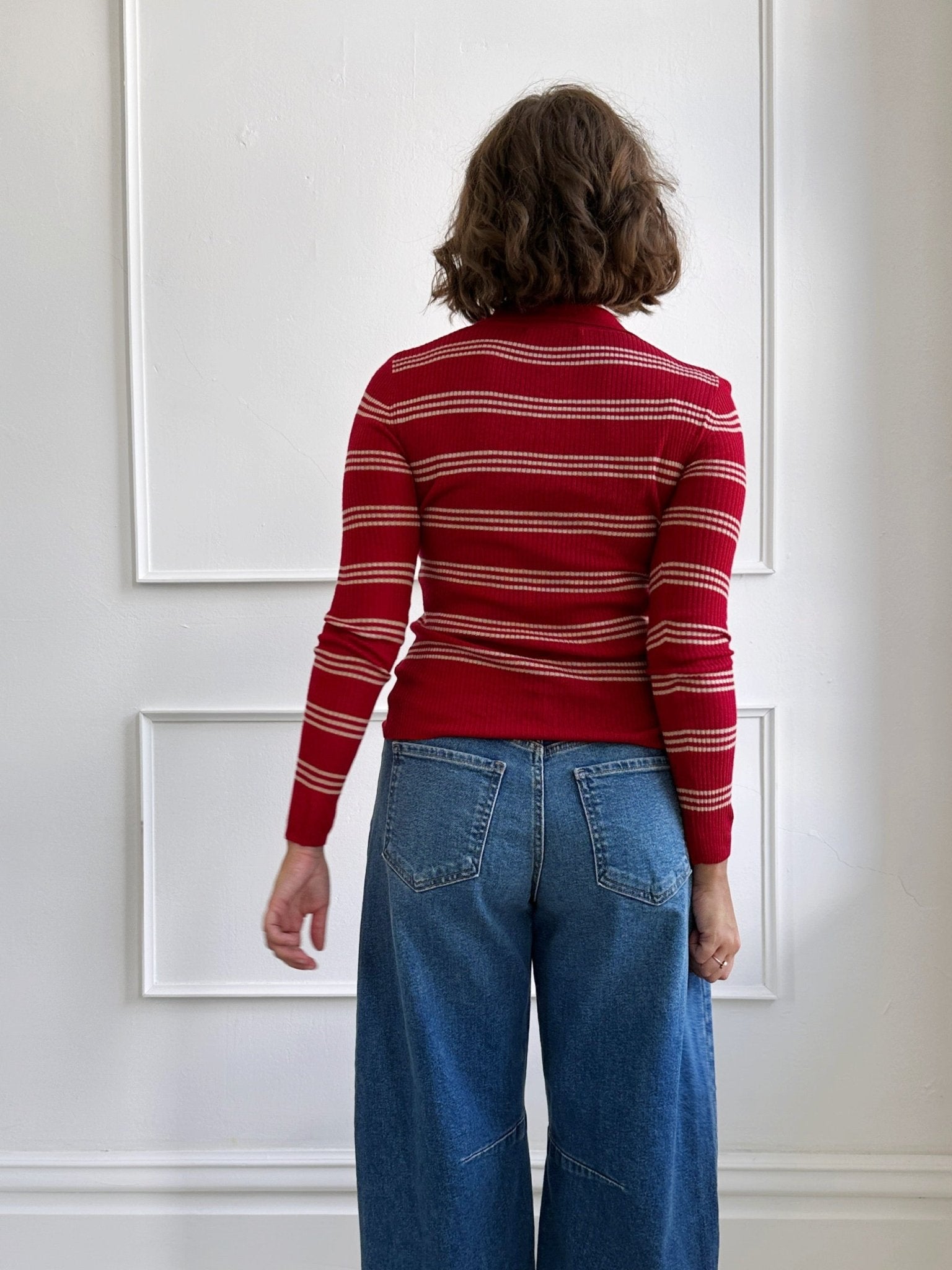 Ribbed Collared Sweater - Spring Sweet