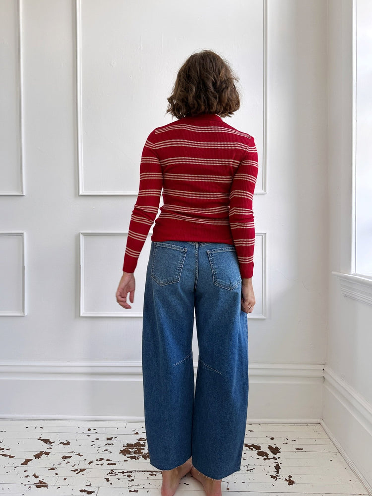 Ribbed Collared Sweater - Spring Sweet