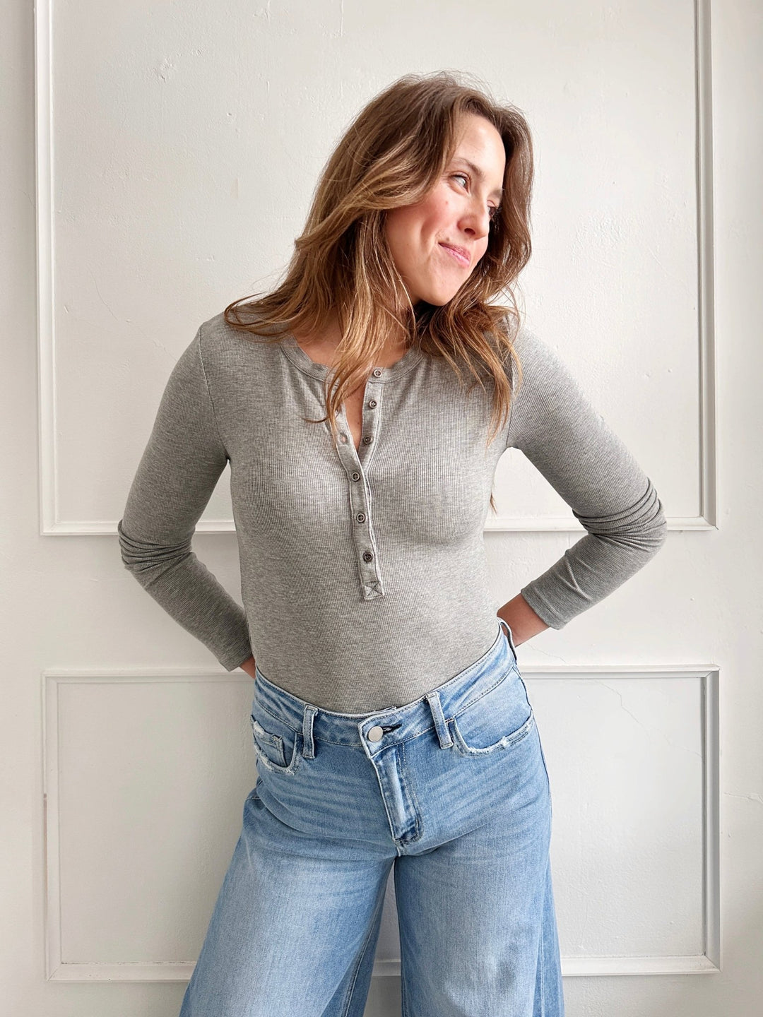 Ribbed Henley - Spring Sweet