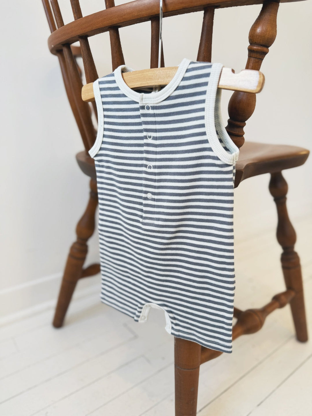 Ribbed Henley Romper - Spring Sweet
