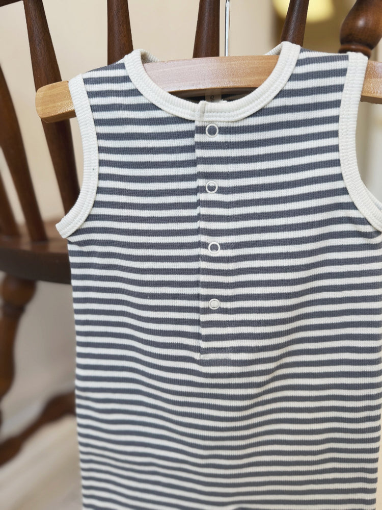 Ribbed Henley Romper - Spring Sweet