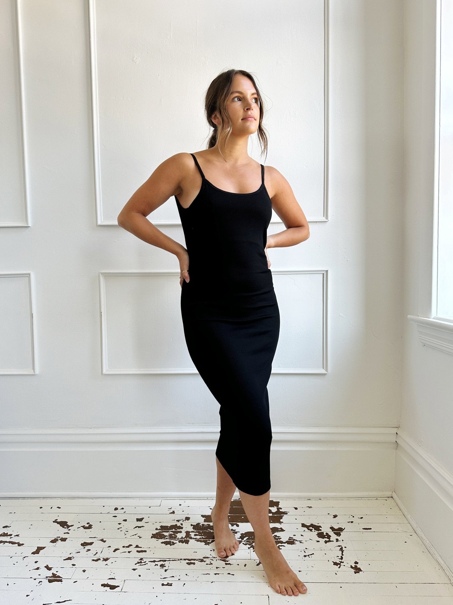 Ribbed Scoop Back Midi Dress - Spring Sweet