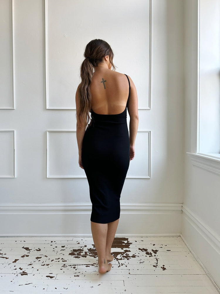 Ribbed Scoop Back Midi Dress - Spring Sweet