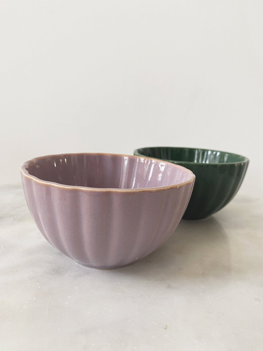 Ribbed Stoneware Bowl - Spring Sweet