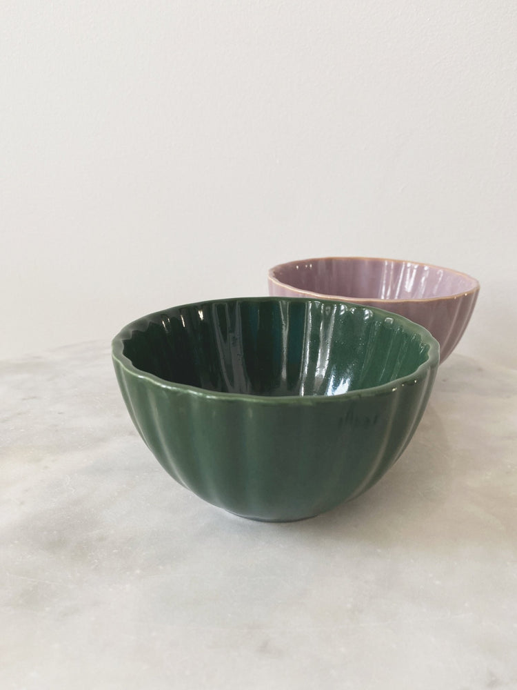 Ribbed Stoneware Bowl - Spring Sweet