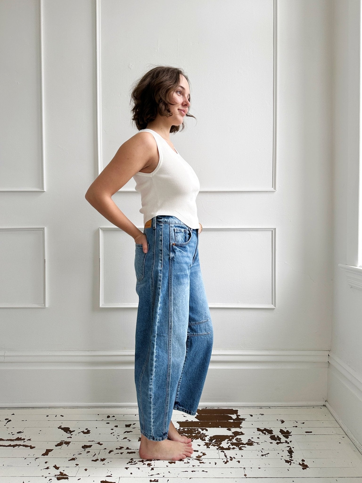 Ribbed Sweater Tank w/ Curved Hem - Spring Sweet