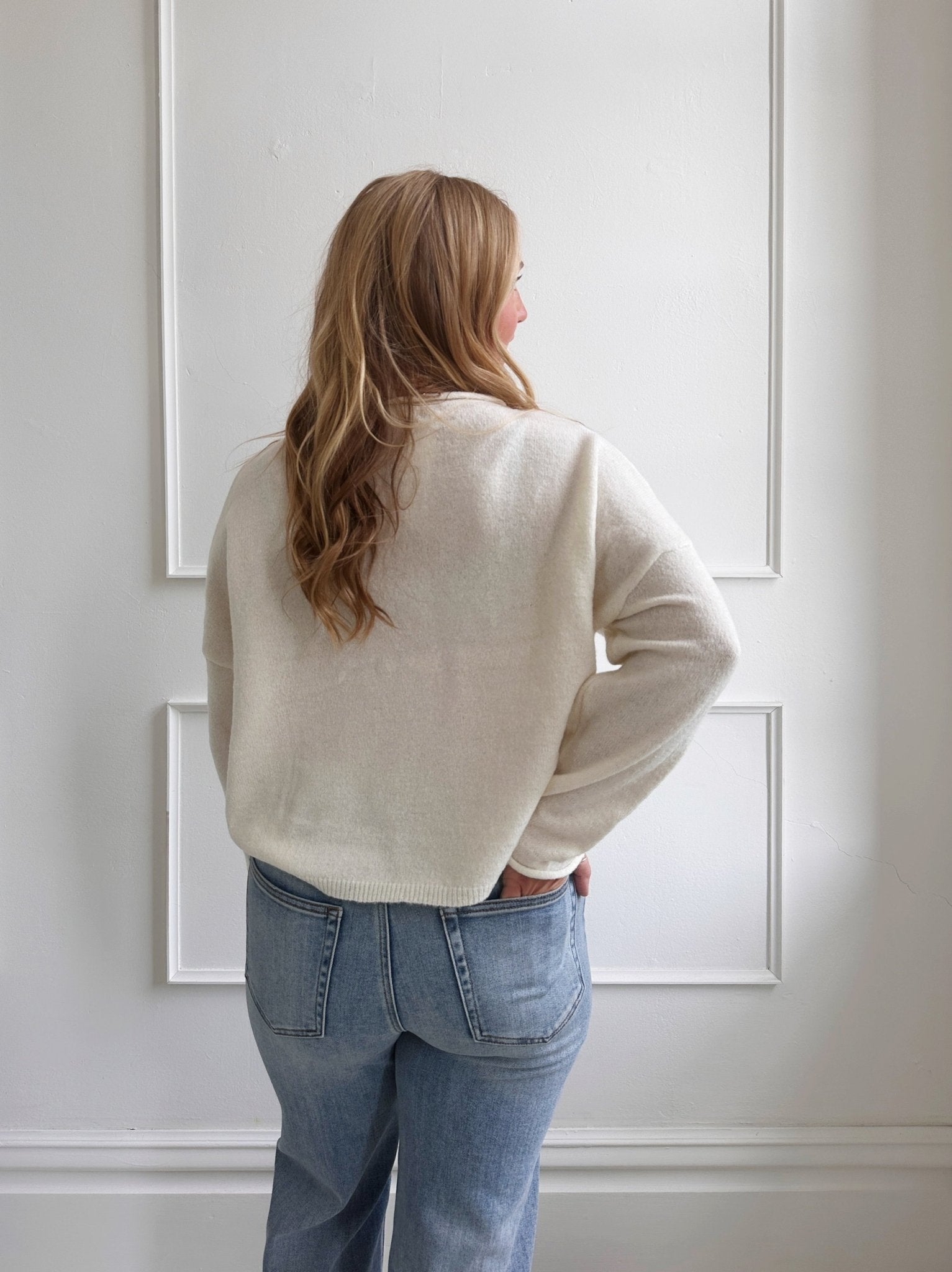 Rolled Collar Sweater - Spring Sweet