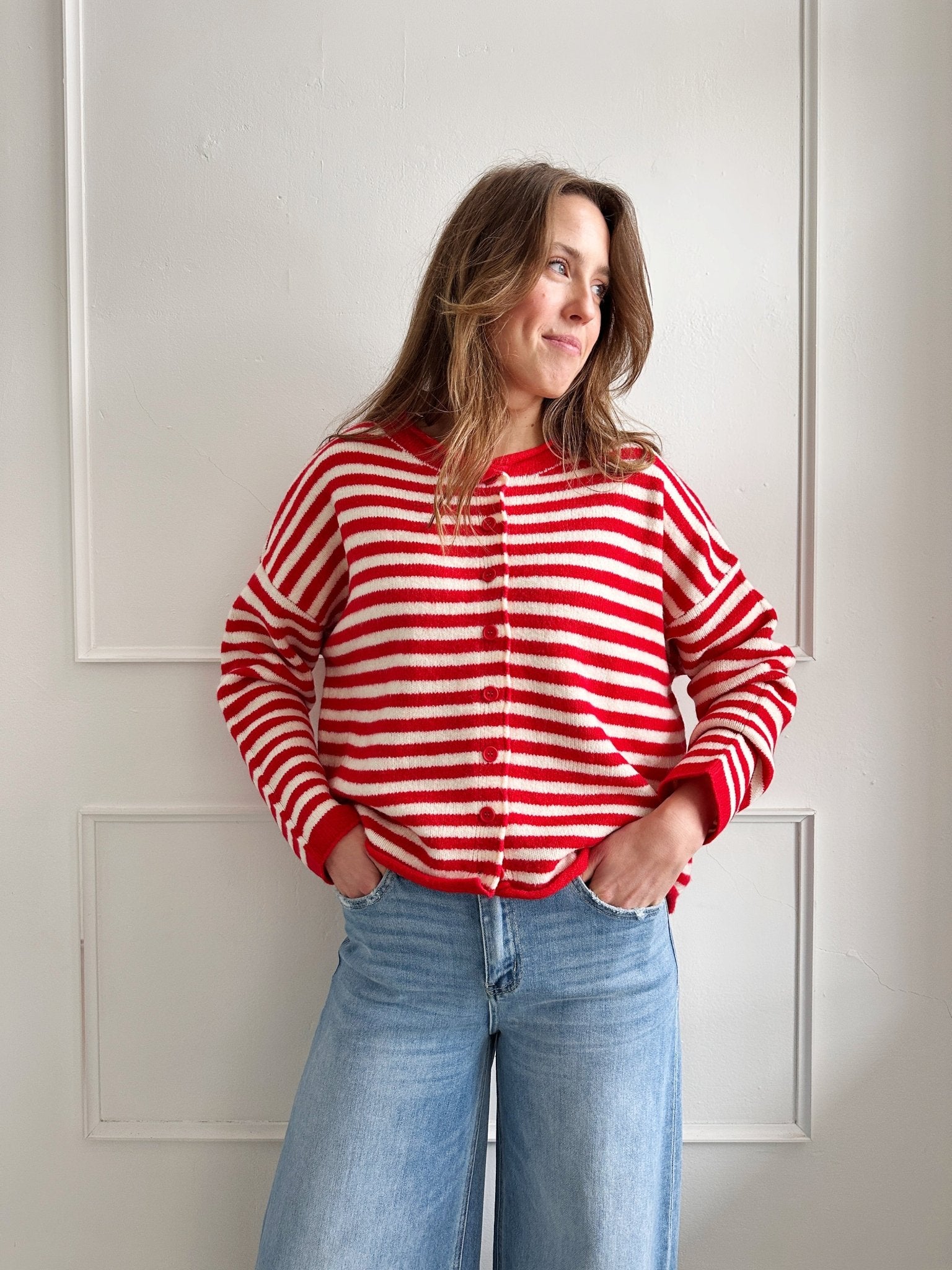 Rolled Neck Cardigan - Spring Sweet