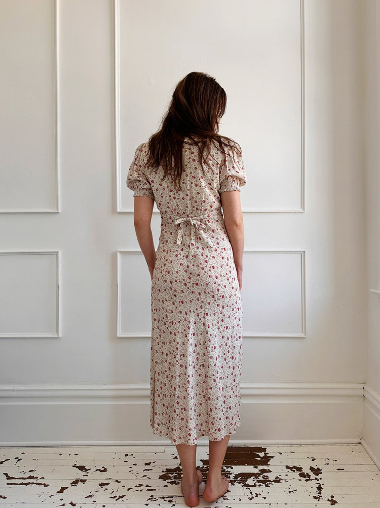 Rose Bias Cut Midi Dress - Spring Sweet