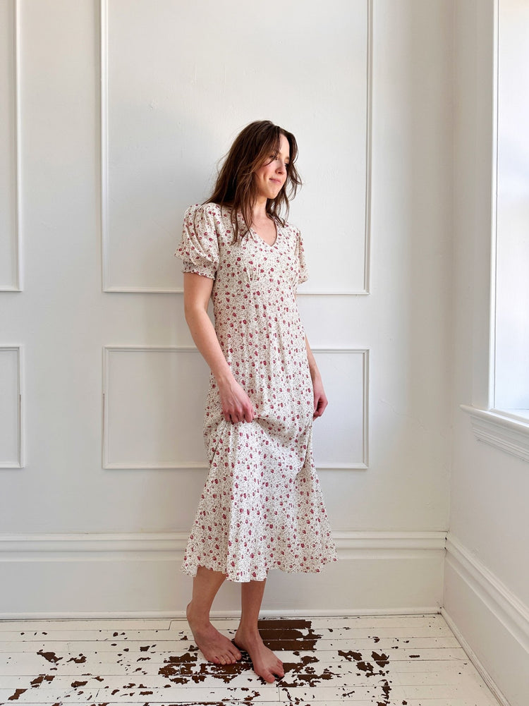 Rose Bias Cut Midi Dress - Spring Sweet