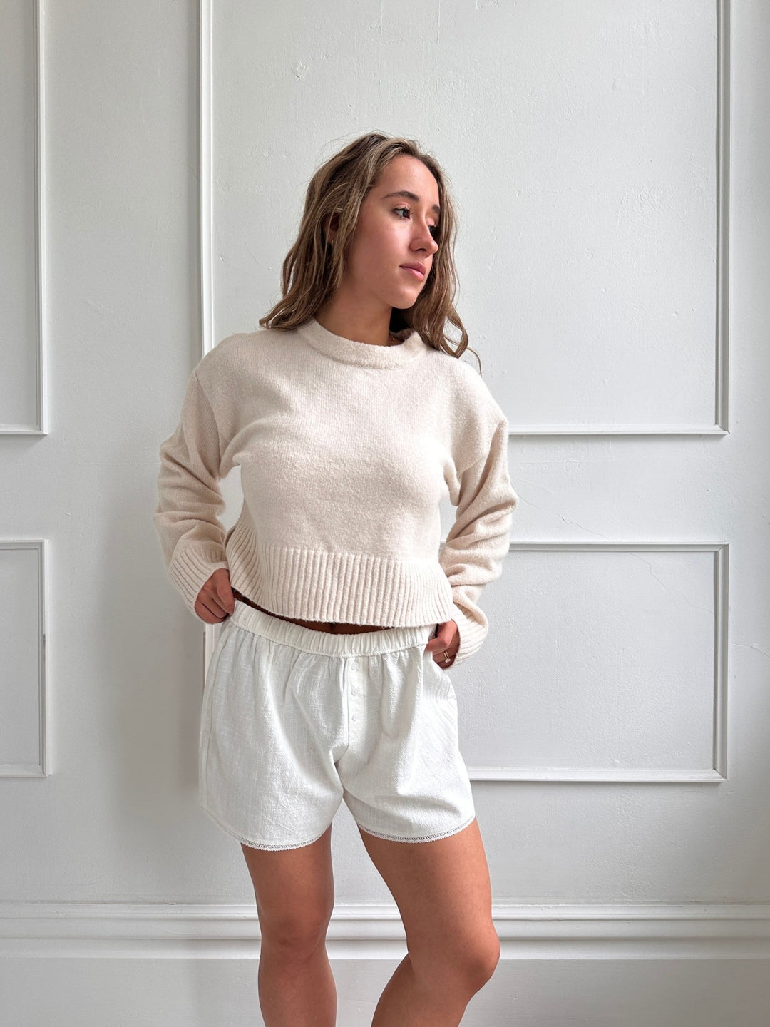 Round Neck Crop Sweater - Spring Sweet