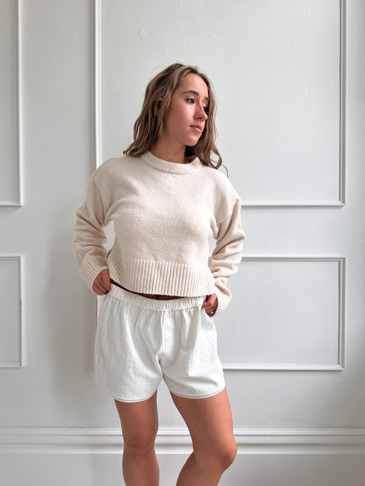 Round Neck Crop Sweater - Spring Sweet