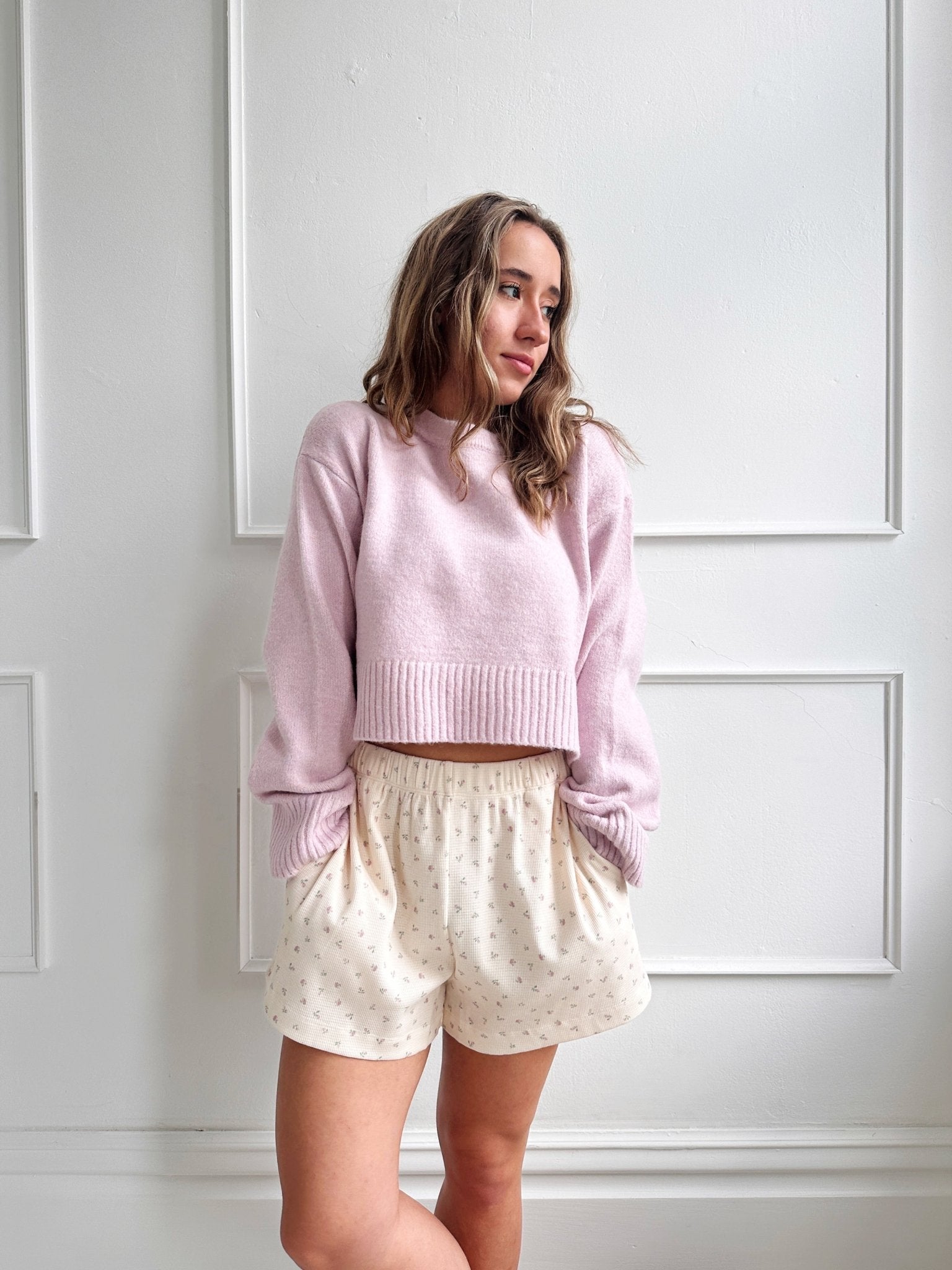 Round Neck Crop Sweater - Spring Sweet