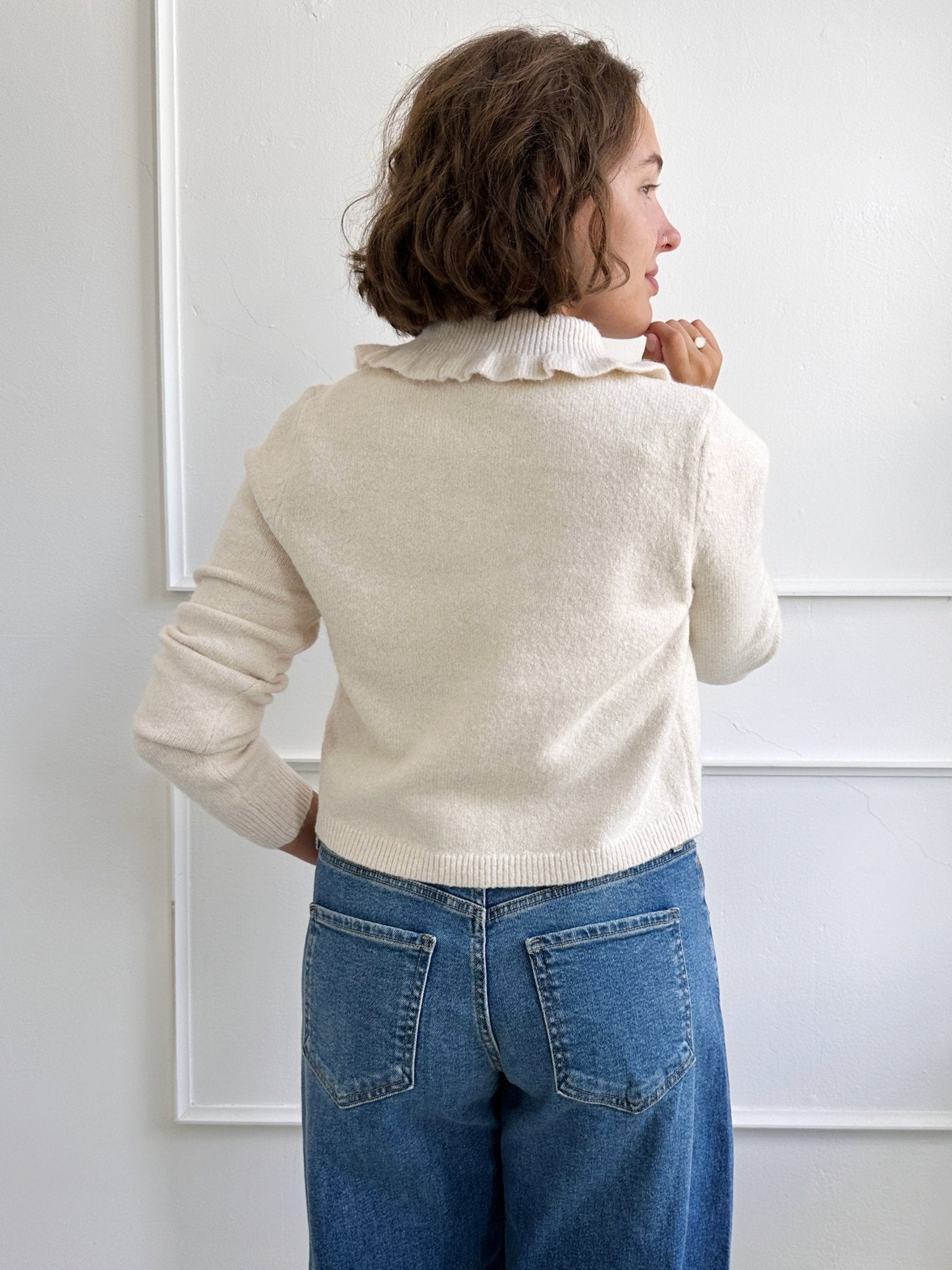 Ruffle Collar Cardigan - Spring Sweet