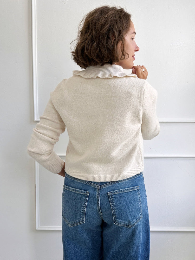 Ruffle Collar Cardigan - Spring Sweet
