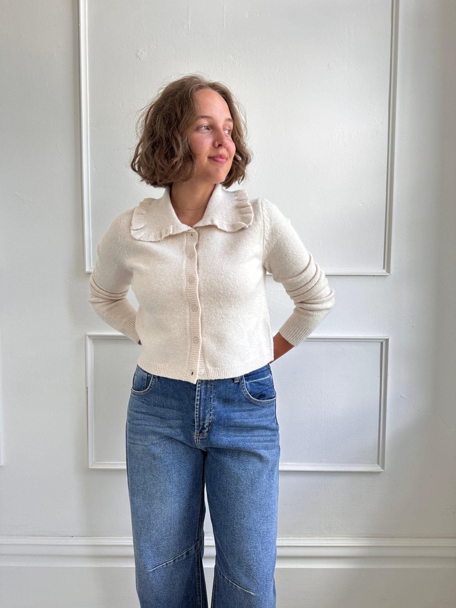 Ruffle Collar Cardigan - Spring Sweet