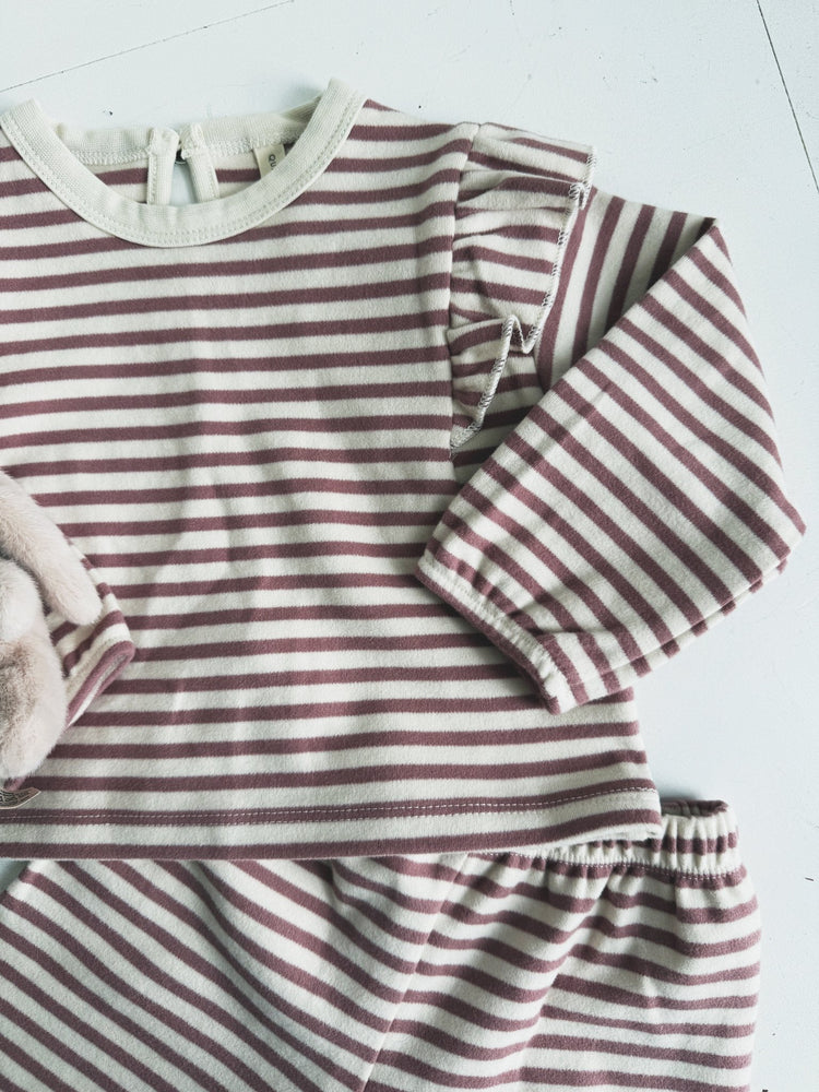Ruffle Cozy Stripe Top - Spring Sweet