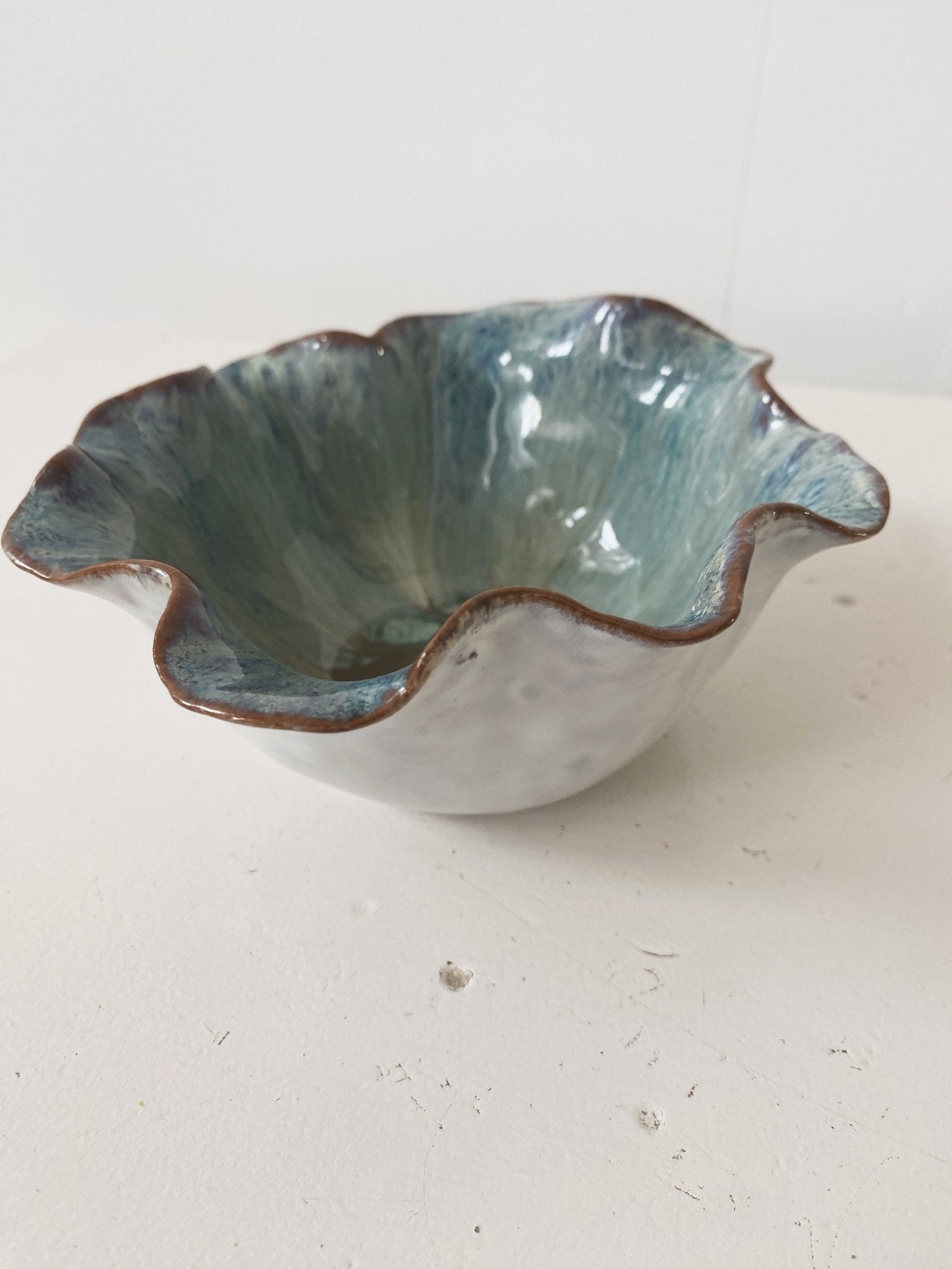 Ruffled Bowl W/ Reactive Glaze - Spring Sweet