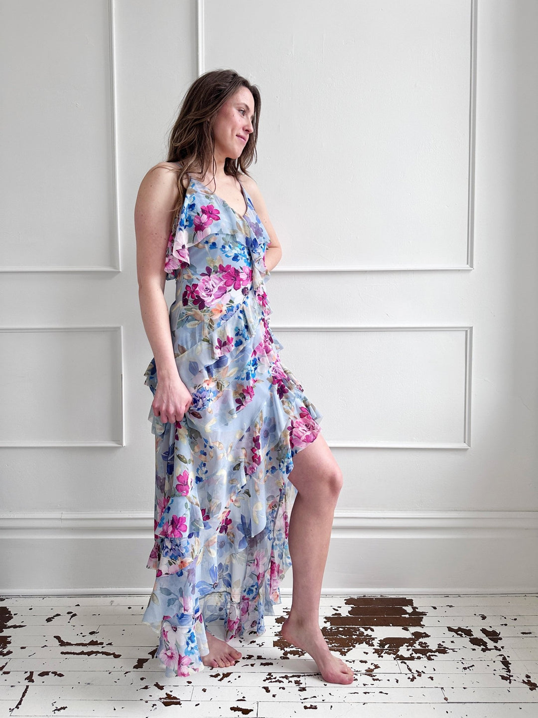 Ruffled Floral Dress w/ Lace Back - Spring Sweet